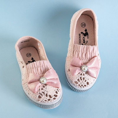 OUTLET Slip en dentelle rose pour enfants Ozana - Chaussures