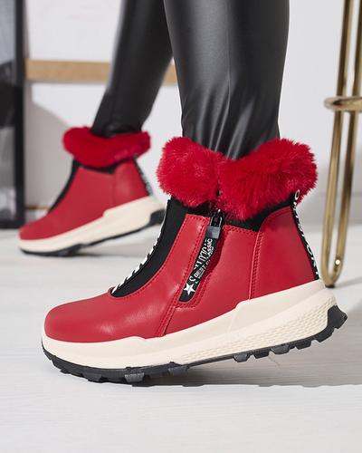 Bottes rouges isolées pour femmes avec fourrure Scherr- Footwear