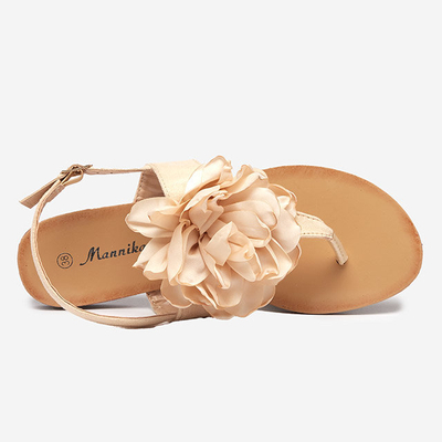 Sandales beiges pour femmes avec une fleur Nerikala - Chaussures
