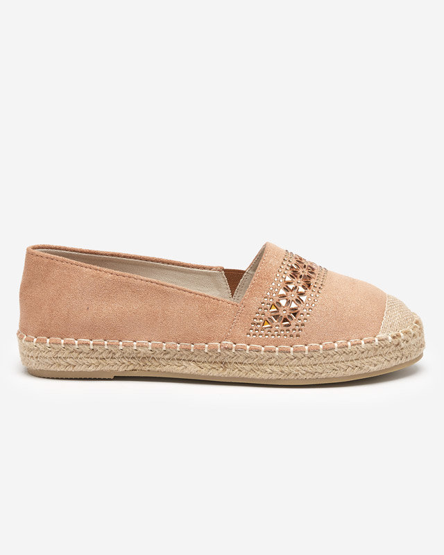 OUTLET Espadrilles femme marron avec zircons cubiques Rosindal - Souliers