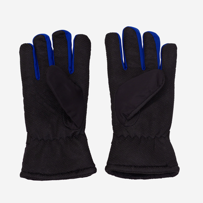 Gants noirs isolés pour hommes avec lettrage et inserts cobalt - Accessoires