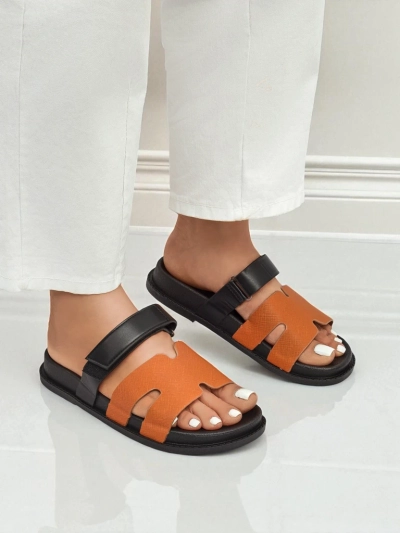 Royalfashion Sandales à enfiler pour femme en éco-cuir FlexiComfi