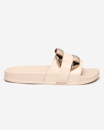 Chaussons femme beiges ornement Serina doré - Footwear