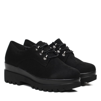 Czarne półbuty na wysokiej platformie Erica- Obuwie