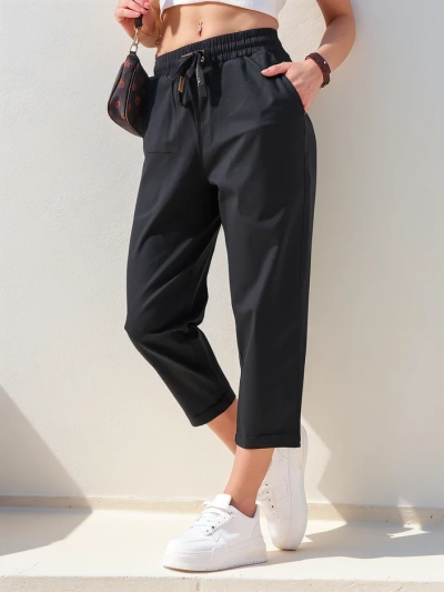 Royalfashion Pantalons en tissu simples pour femmes 7/8