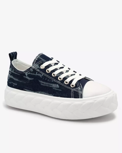 Royalfashion Baskets en denim bleu marine pour femme avec frottement Nerolera