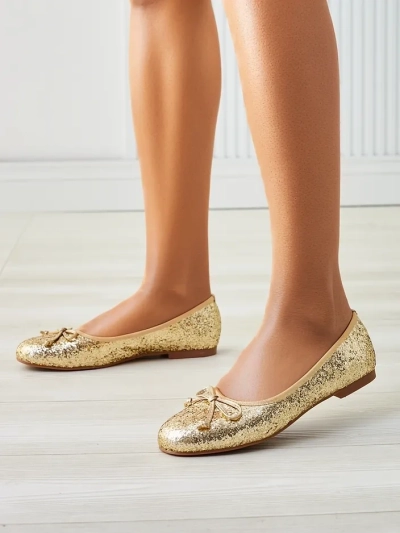 Royalfashion Ballerines pour femmes avec paillettes et un nœud Aramie