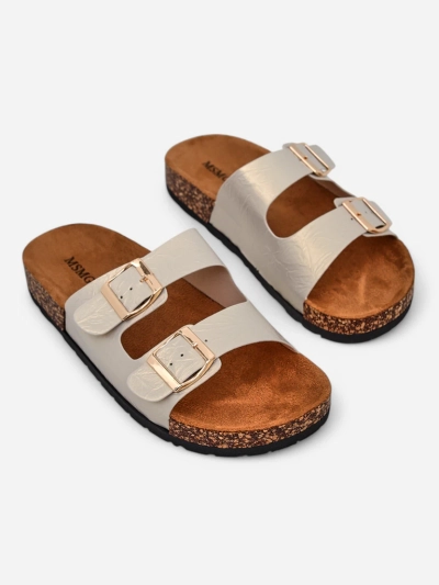 Sandales pour femmes dorées Ariadne Eco avec semelle plate pour l'été
