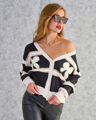 Royalfashion Unbuttoned Women's Striped Sweater