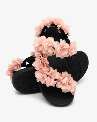 Royalfashion Sandales pour femmes rose vif avec fleurs Alferroy