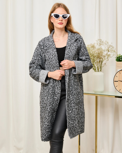 Royalfashion Manteau femme en peau de mouton gris