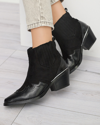 Santiags noires en daim écologique sur tige basse Zirras - Footwear