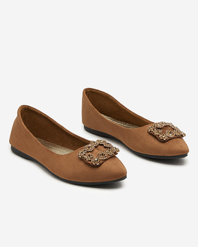 Ballerines marron pour femme en daim écologique avec ornement Linselisa - Footwear