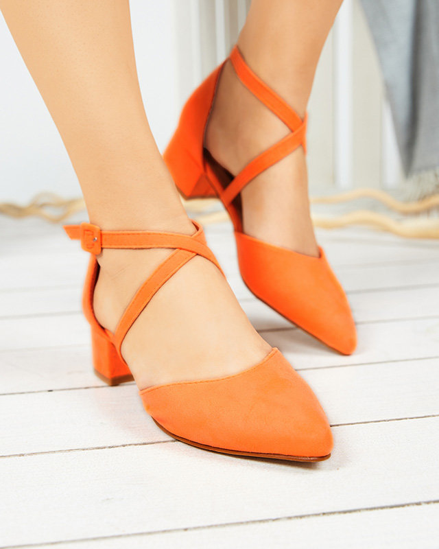 OUTLET Escarpins pour femmes à talons plats orange fluo Wohasi- Shoes