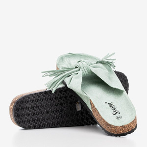 Chaussons femme vert clair avec franges Amassa - Footwear