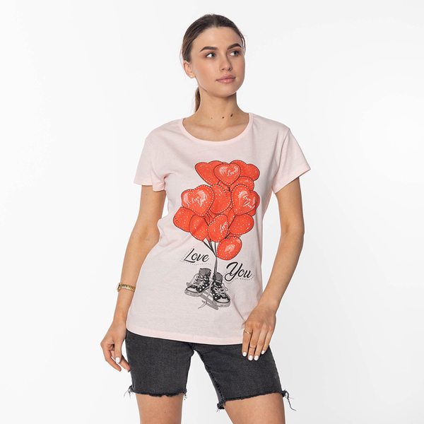 T-shirt femme rose Imprimé BALLON - Vêtements