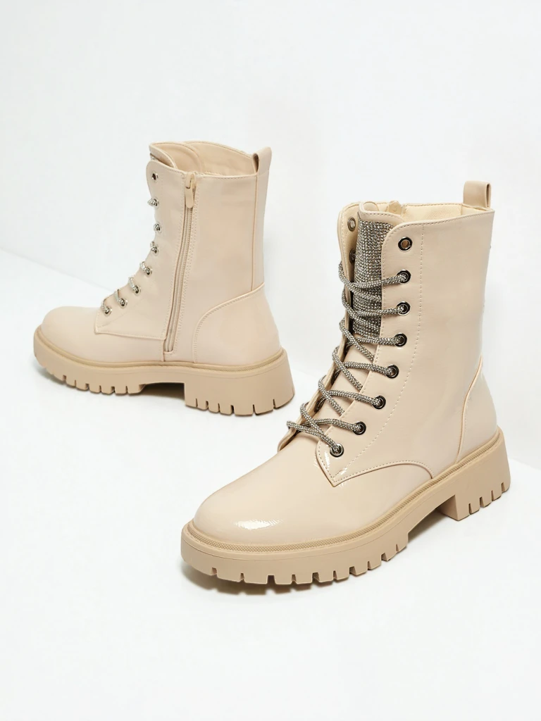 Bottines vernies à lacets pour femmes Fjorra