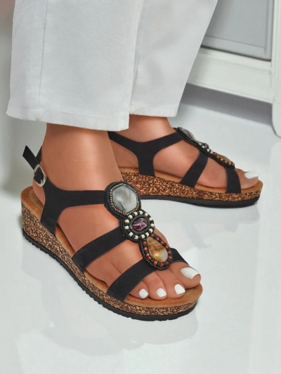 Royalfashion Sandales compensées femme avec pierres Grace Shine