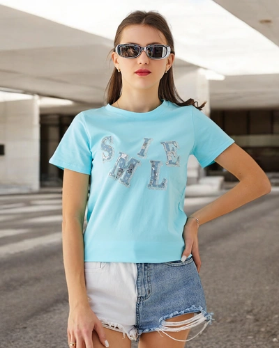 Blouse en coton Royalfashion pour femmes avec l'inscription
