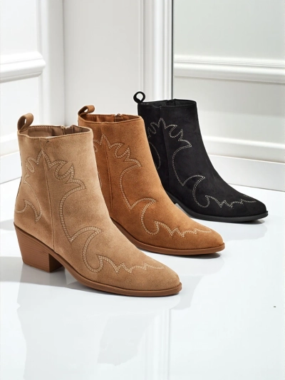 Bottines femme style santiags Velvet Ash – à talons