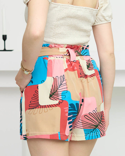 Short tissu femme rose à motifs - Vêtement
