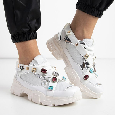 OUTLET Baskets blanches pour femmes à semelle épaisse Jocasta - Footwear