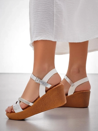 Sandales compensées pour femmes Royalfashion avec rhinestones et paillettes Eclat