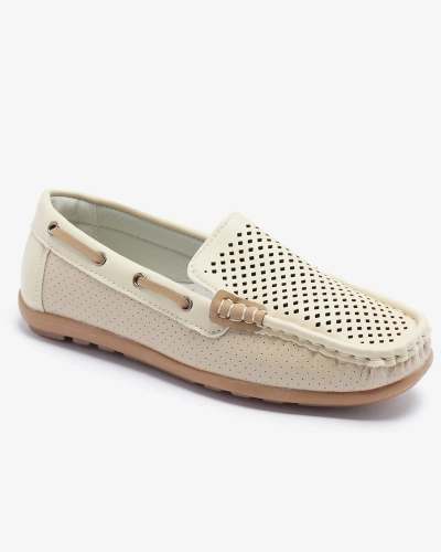 OUTLET Royalfashion Mocassins ajourés pour enfants en beige Neddax