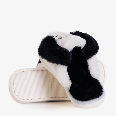 Chaussons femme blanc et noir avec un chien Bruki - Chaussures