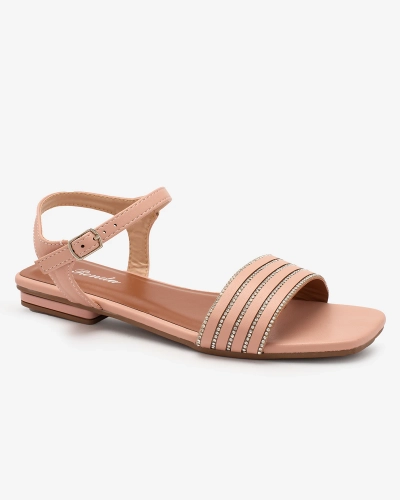 Royalfashion Sandales plates roses pour femme avec zircons Lubrus