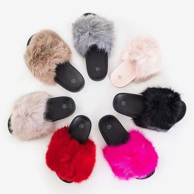 Chaussons rouges en fourrure nonni fille - Chaussures