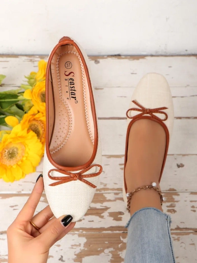 Royalfashion Ballerines pour femmes avec paillettes et un nœud Aramie