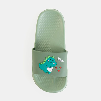 Pantoufles vertes pour enfants avec un dinosaure Dinosik - Chaussures