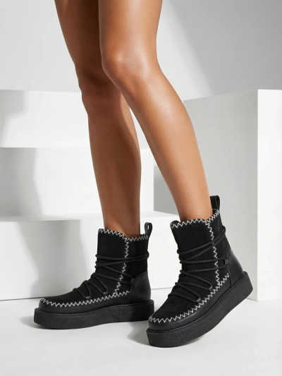 Royalfashion Bottes de neige à lacets pour femmes Siozi