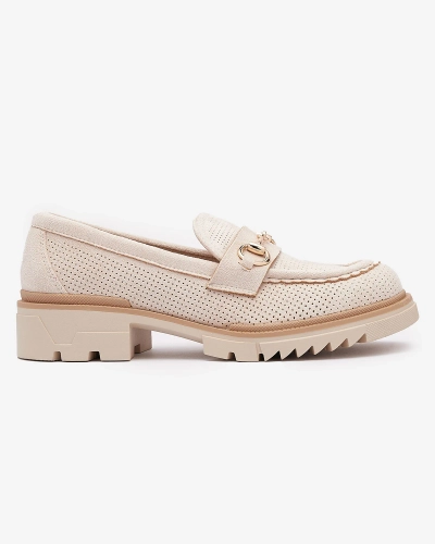 Mocassins ajourés crème pour femme avec chaîne Imerila - Chaussures