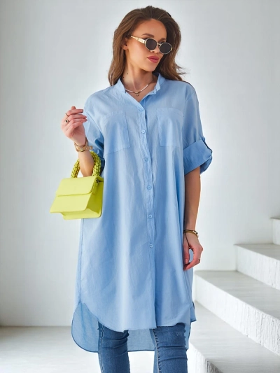 Royalfashion Chemise Longue Oversize en Coton pour Femme