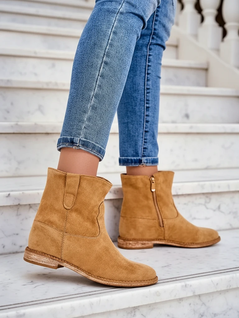 Royalfashion Bottines marron avec style cowboy sur cale couverte Patorias