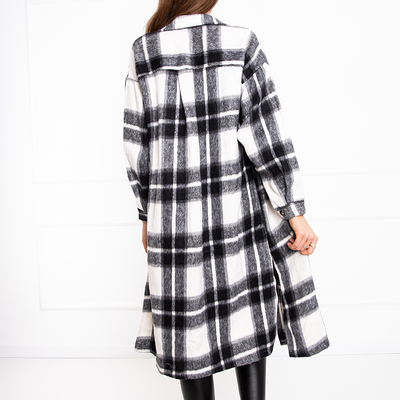 Chemise longue femme noire à carreaux - Vêtements