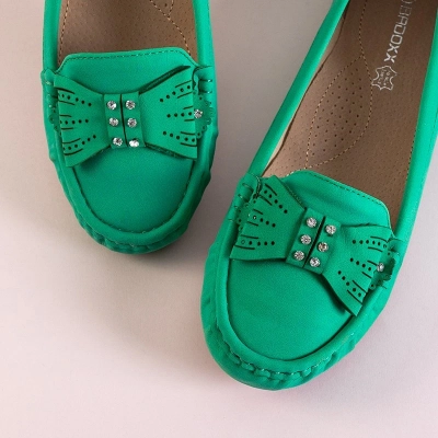 OUTLET Mocassins femme verts avec nœud Linari - Footwear