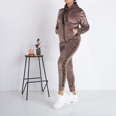 Sweat-shirt chaud femme marron avec rayures - Vêtements