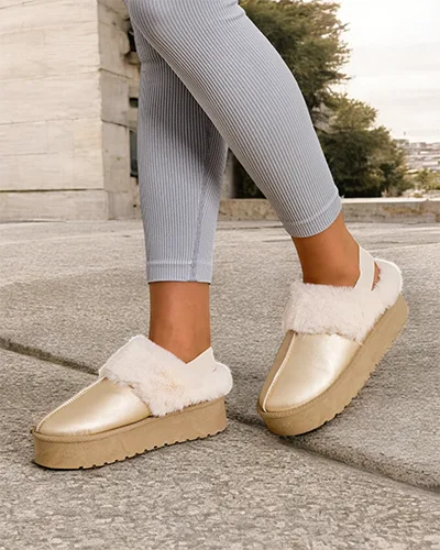 Royalfashion Bottines courtes sans talon dans le style des bottes de neige pour femmes Ebiz