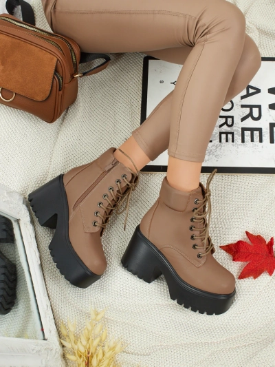 Bottines femme en éco-daim à talon bloc et plateforme Tavlissa