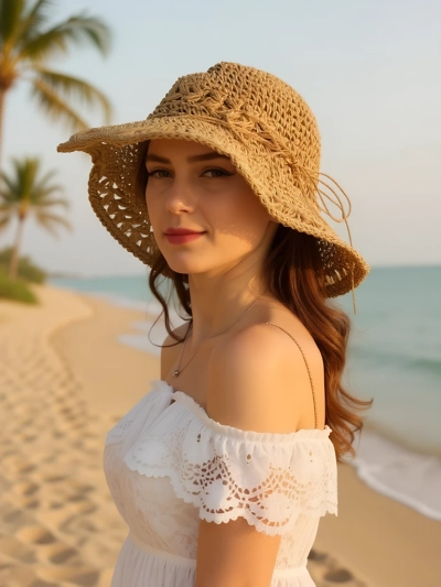 Royalfashion Chapeau de paille pour femme Dentelle Breeze