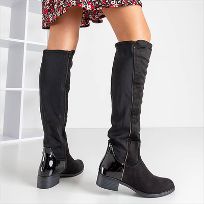 Cuissardes noires à talons plats de Gaglioli - Chaussures