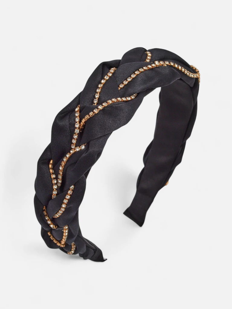 Royalfashion Serre-tête tressé orné de zircons