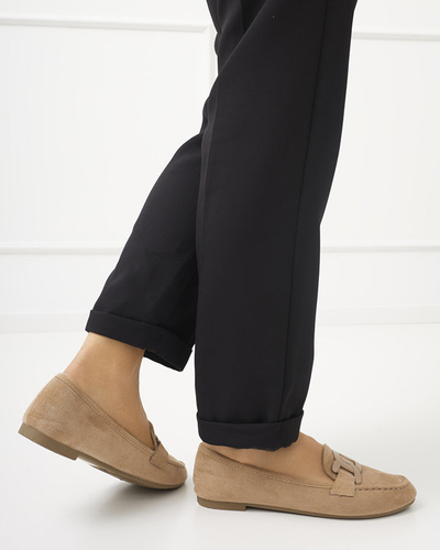 Mocassins femme en éco-daim beige Reiaka - Chaussures