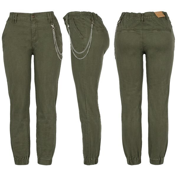 Pantalon cargo vert pour femme avec chaîne - Pantalon 1