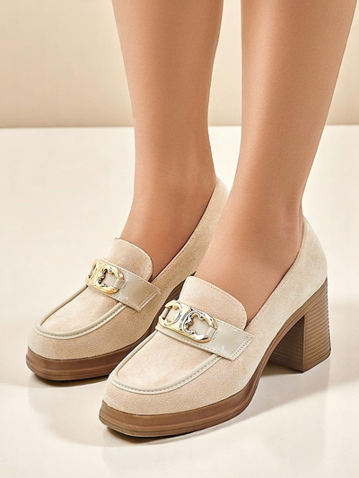 Royalfashion Mocassins pour femmes sur un talon bloc Qeroy