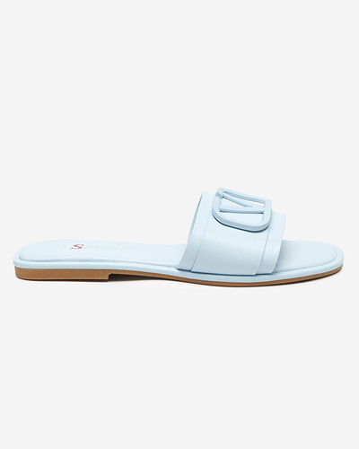 Pantoufles en cuir écologique pour femmes Cartec bleu - Chaussures