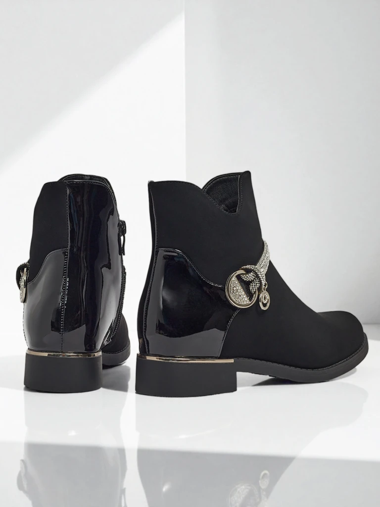 Bottines en cuir écologique mat et verni Marvella